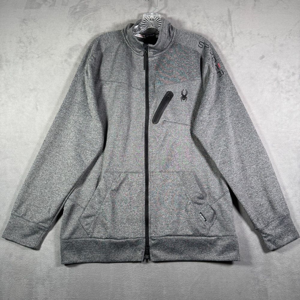 Spyder Jacket Mens L Gray Full Zip Long Sleeve Performance Moisture Wicking